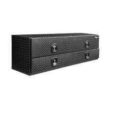 21x18x72 Inch Textured Matte Black  Diamond Tread Aluminum Flatbed Contractor With Lower Door