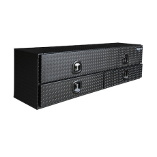 21x18x72 Inch Textured Matte Black Diamond Tread Aluminum Heavy-Duty Flatbed Contractor With Lower Drawers
